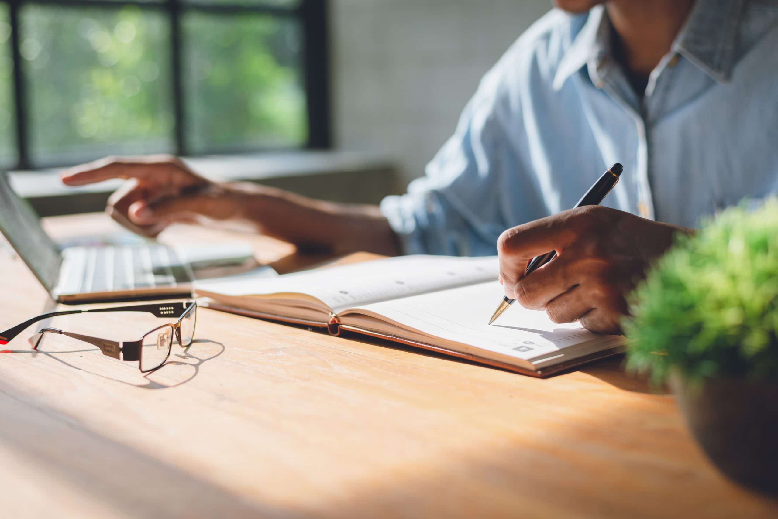 A person working at a desk
